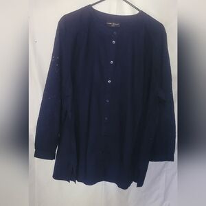 LANE BRYANT.. Chic Navy Button-Up Top, Long Sleeve.. (21)